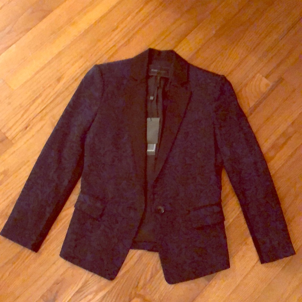 BCBGMAXAZRIA Navy and Black Lace Blazer